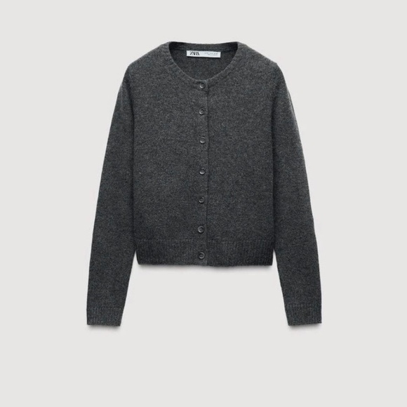Zara NWT Gray Sweater Cardigan Knit 100% Wool - 2893/103 - Picture 1 of 8